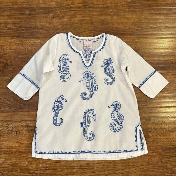 Gretchen Scott Designs seahorse embroidered coverup dress - Picture 1 of 6